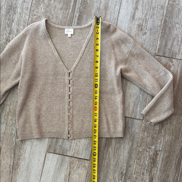 Cyrus Taupe V-Neck Button Sweater - Picture 6 of 8